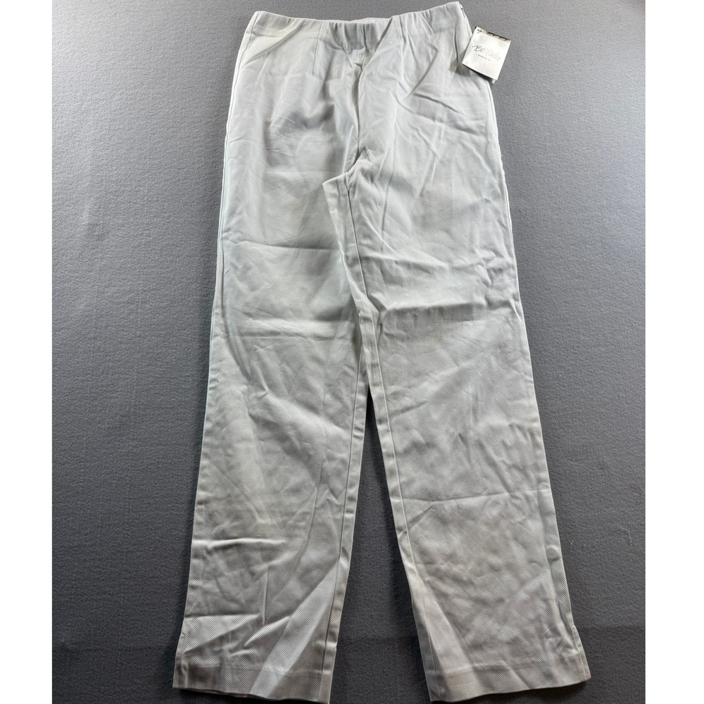 Bob Mackie Pants Women Small White Textured Straight Leg Wearable Art